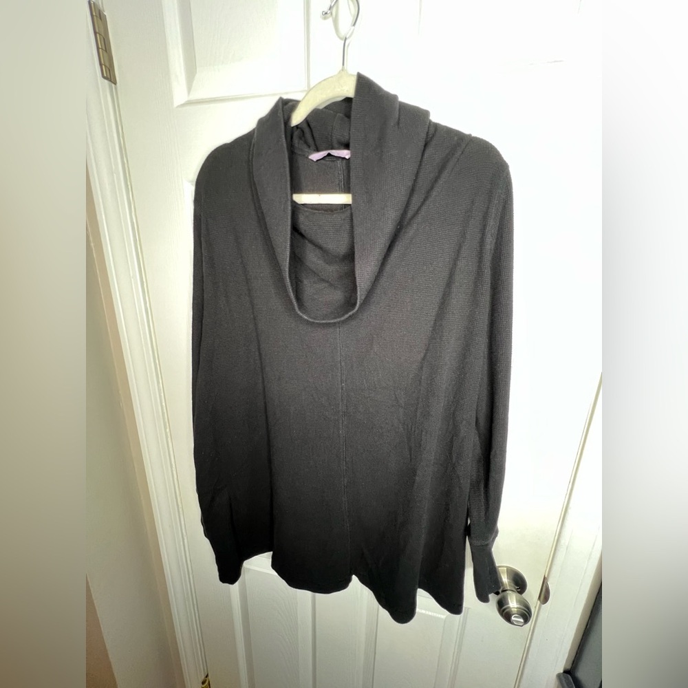 AnyBody X Large Black Loungewear Tunic Top Cowl Neck Waffle Knit Long Sleeve XL - Picture 5 of 12